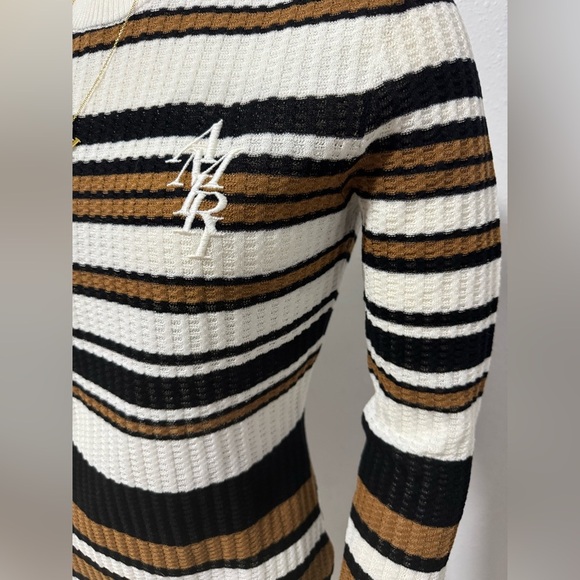 NWT Amiri Backless Multi-Stripe Sweater Dress in Brown/Black - Picture 7 of 16